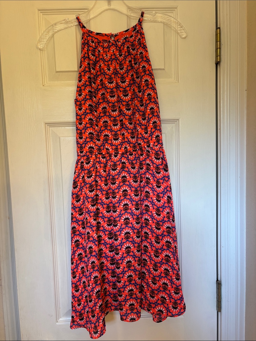GB girls Coral and Black Floral Halter Maxi Dress